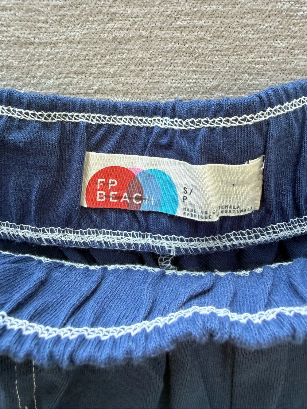 Free People Beach Navy Cotton Pull On Shorts Elastic Waist Pockets Size‎ L&S